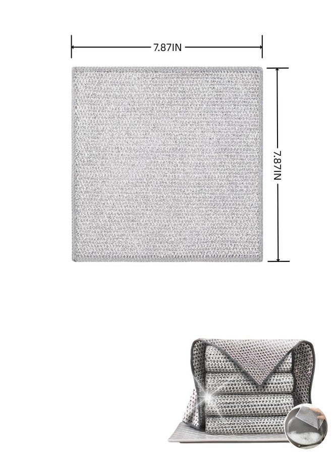 luvilly 10PCS Double Layer Silver Wire Dishwashing Rag.7.87IN Square Wet Dry Dual-Use Stainless Steel Scrubber.Wire Cleaning Cloths. - Image 2